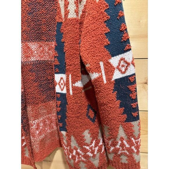 Ally Mae Southwestern Tribal Aztec Soft Acrylic Open Front Cardigan Sweater L - Picture 4 of 5